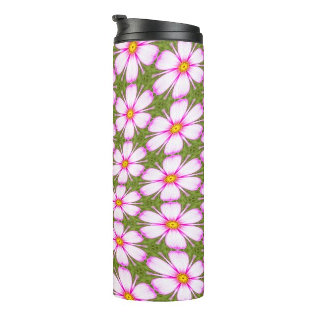 Cosmos Flowers Pattern Thermal Tumbler (Rotated Right)