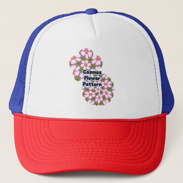 Cosmos Flowers Pattern Trucker Hat (Front)