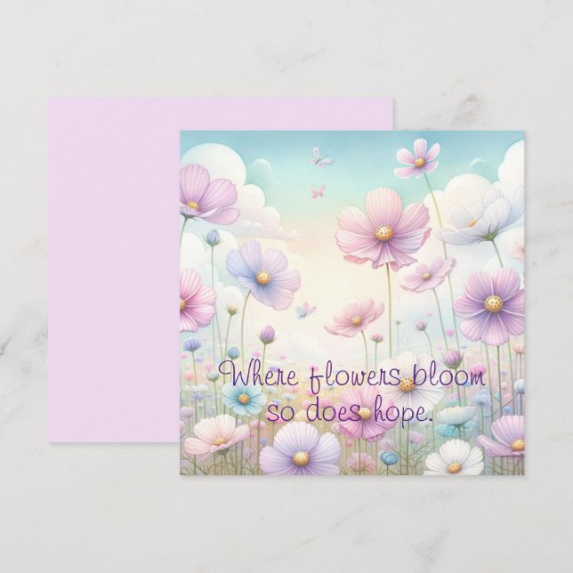 Cosmos Flowers & Quote Card (Front/Back)