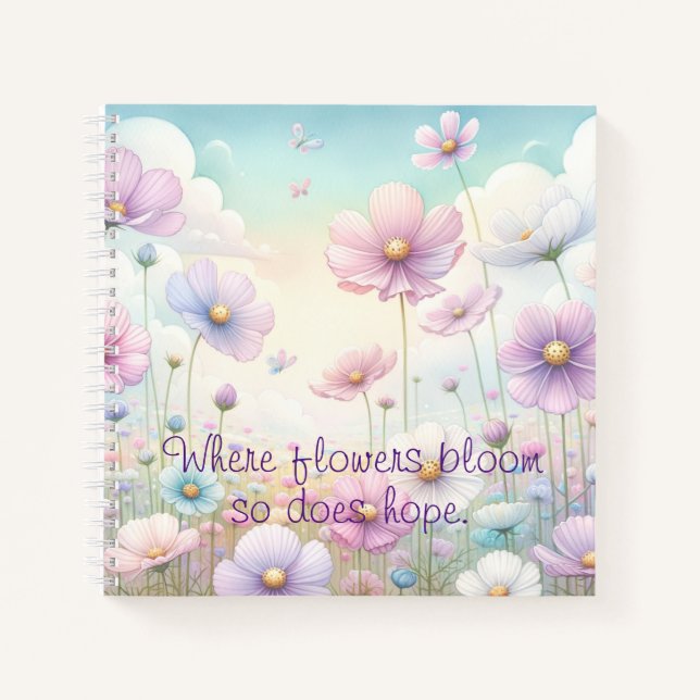 Cosmos Flowers & Quote Notebook (Front)