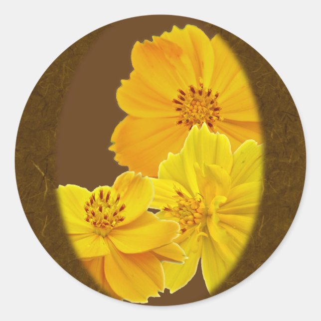 Cosmos Flowers Save the Date Classic Round Sticker (Front)