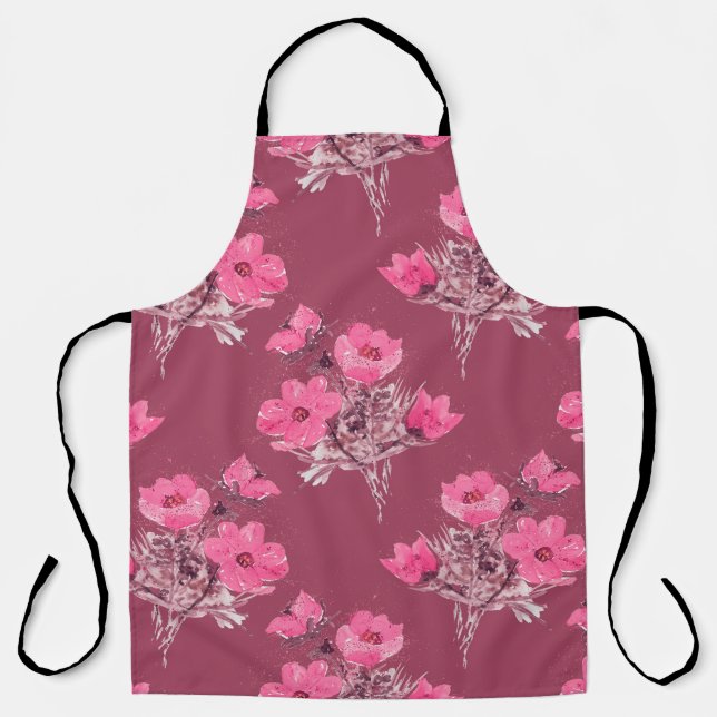 Cosmos flowers seamless patternabstract, art, back apron (Front)