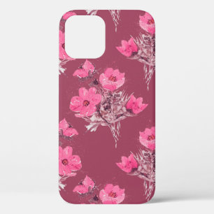 Cosmos flowers seamless patternabstract, art, back iPhone 12 case