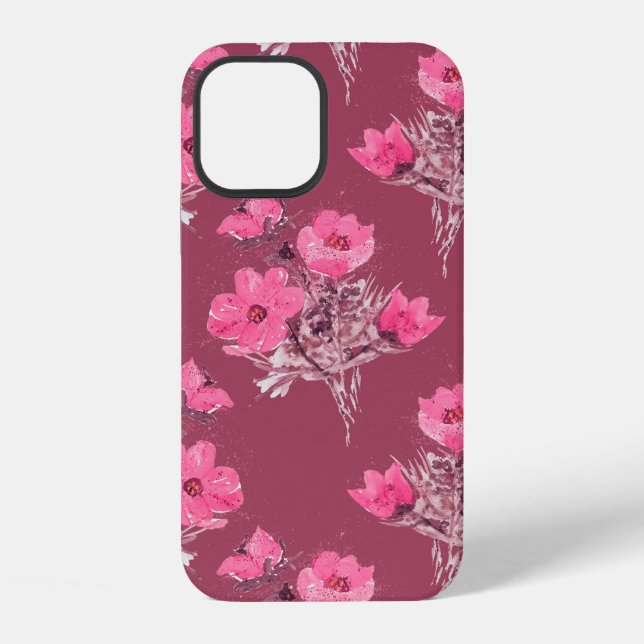 Cosmos flowers seamless patternabstract, art, back iPhone case (Back)