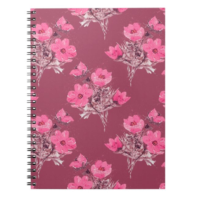 Cosmos flowers seamless patternabstract, art, back notebook (Front)