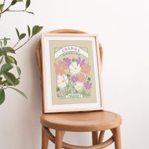 Cosmos Flowers Seed Packet Poster