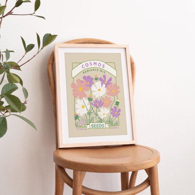 Cosmos Flowers Seed Packet Poster (Creator Uploaded)