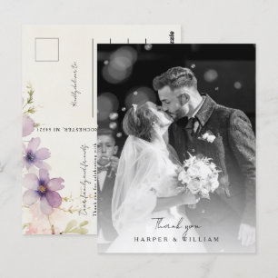cosmos flowers thank you photo wedding Postcard