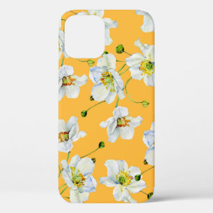 Cosmos flowers watercolor illustration pattern iPhone 12 case