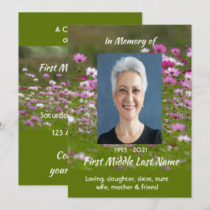 Cosmos Garden Flowers  Celebration of Life Service Invitation