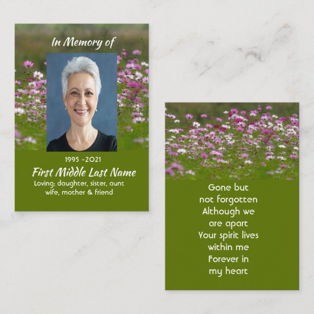 Cosmos Garden Flowers Memorial Keepsake  Business Card (Front/Back)