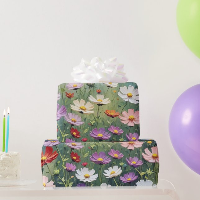 Cosmos Meadow Abstract Wrapping Paper (Party Gifts)