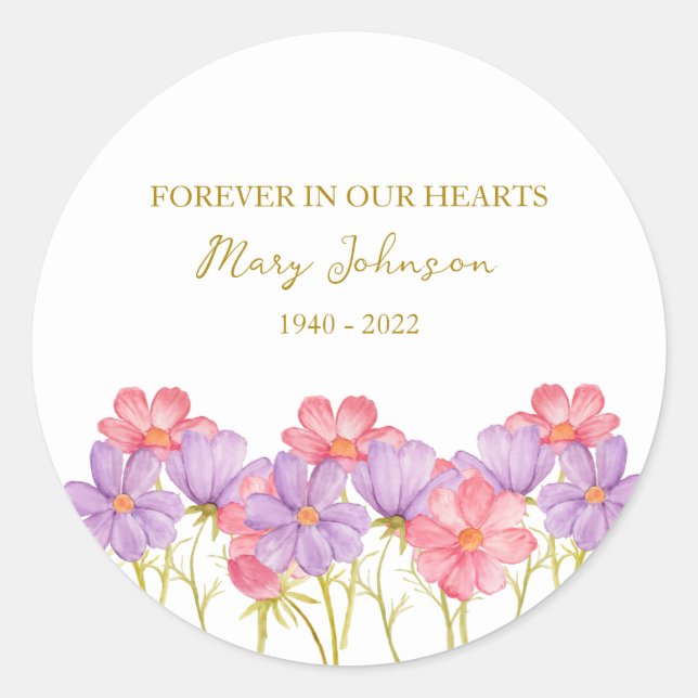 Cosmos Memorial Funeral Classic Round Sticker (Front)