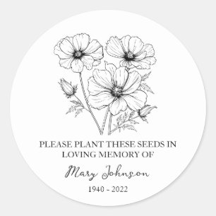 Cosmos Memorial Funeral Seed Packet Classic Round Sticker