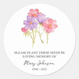 Cosmos Memorial Funeral Seed Packet Classic Round Sticker