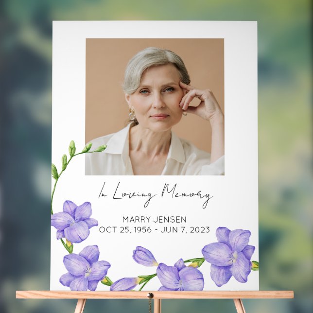 Cosmos Memorial Photo Funeral Acrylic Sign (Neutral)