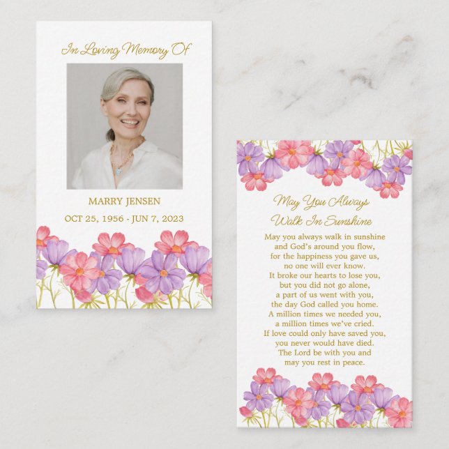 Cosmos Memorial Photo Funeral Prayer Card (Front/Back)