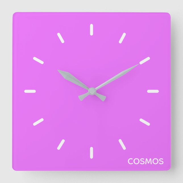 Cosmos purple colour name square wall clock (Front)