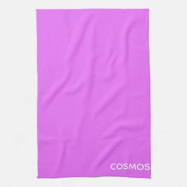 Cosmos purple colour name tea towel (Vertical)