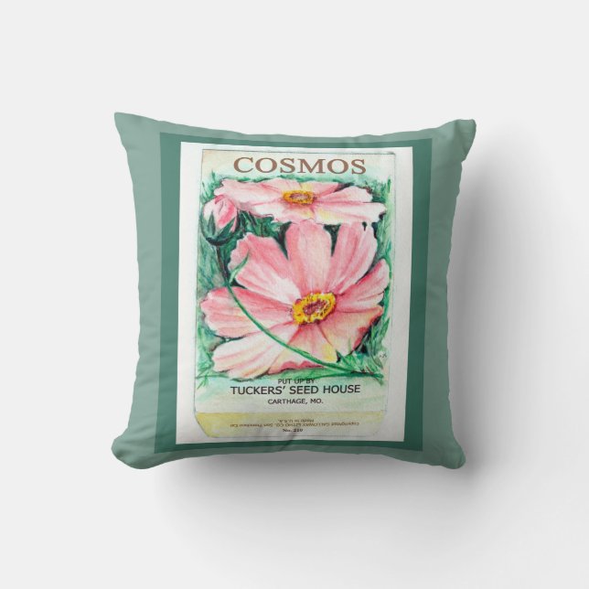 Cosmos Seed Packet Cushion (Front)