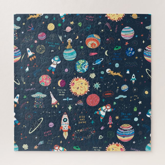Cosmos Space: Hand Drawn Jigsaw Puzzle (Vertical)