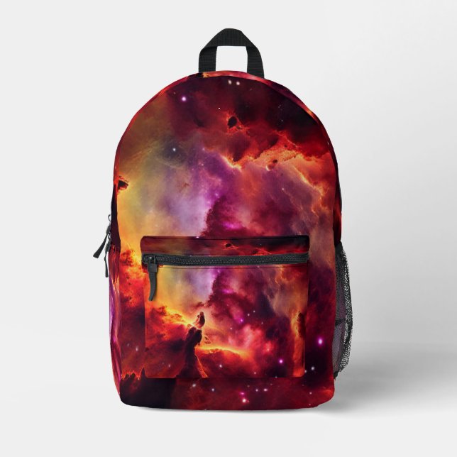 Cosmos Space Sky Red Nebula Printed Backpack (Front)