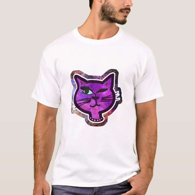 Cosmos Sparkle Winking Cat T-Shirt (Front)