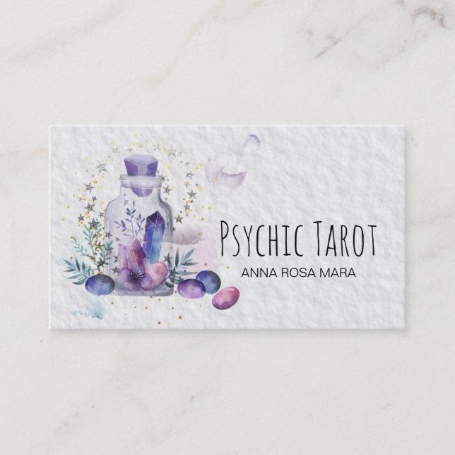 *~*  Cosmos Stars Crystals Universe Psychic Tarot Business Card (Front)