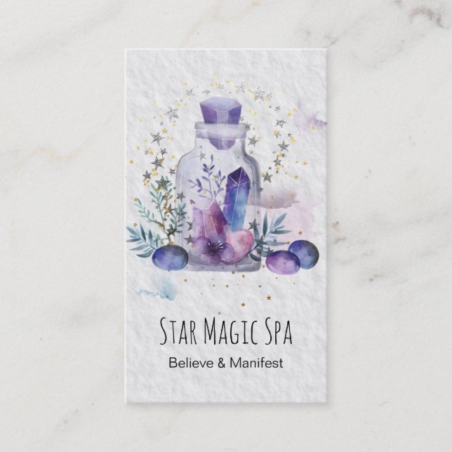 *~* Cosmos Stars Sky Crystals Mason Jar Universe Business Card (Front)