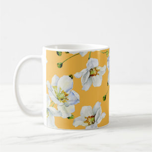 Cosmos, watercolor, seamless, floral pattern. coffee mug