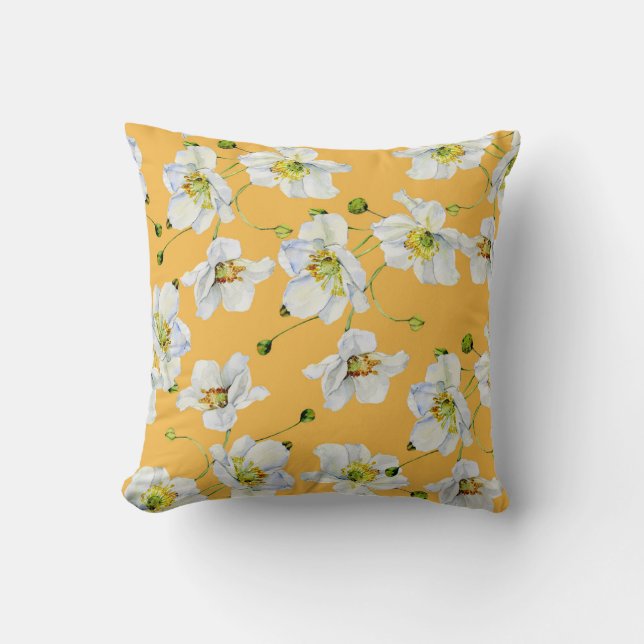 Cosmos, watercolor, seamless, floral pattern. cushion (Front)