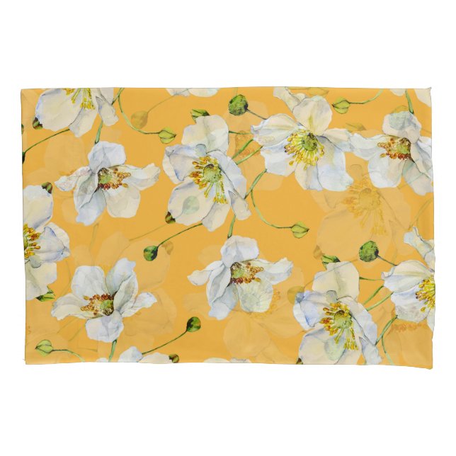 Cosmos, watercolor, seamless, floral pattern. pillowcase (Front)