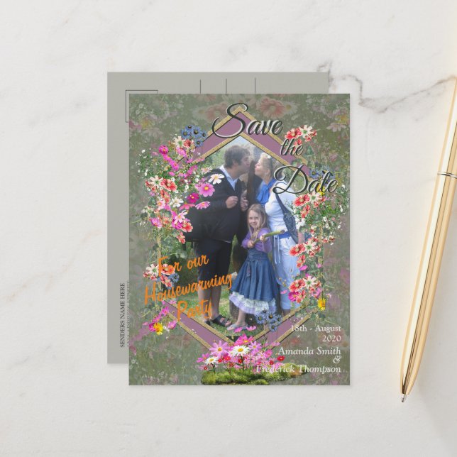 Cosmos Wilderness Wild-Flowers Announcement Postcard (Front/Back In Situ)