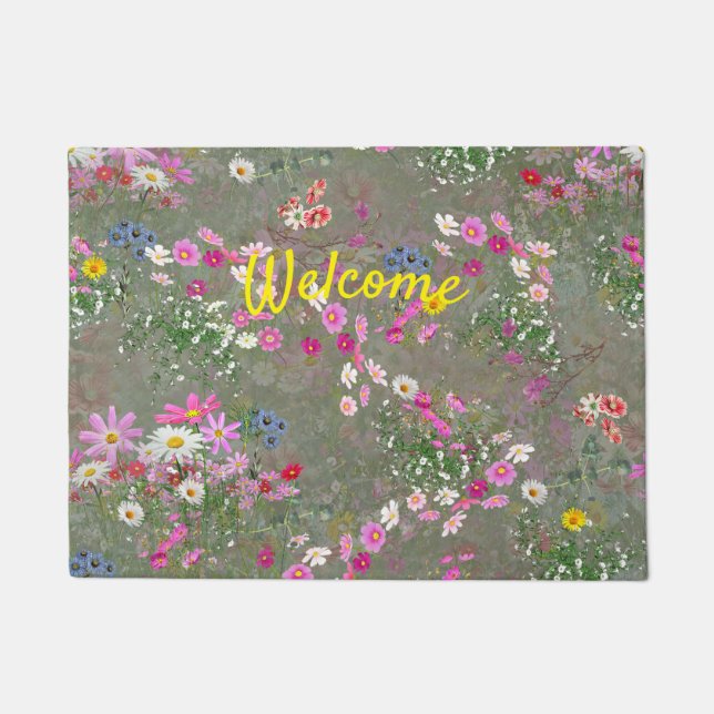 Cosmos Wilderness Wild-Flowers Doormat (Front)
