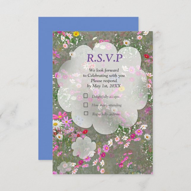Cosmos Wilderness Wild-Flowers RSVP Card (Front/Back)