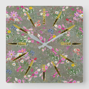 Cosmos Wilderness Wild-Flowers Square Wall Clock