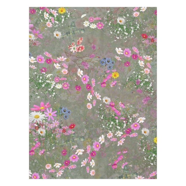 Cosmos Wilderness Wild-Flowers Tablecloth (Front)