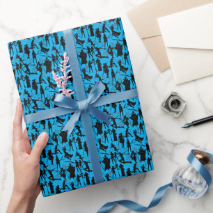 Cosplay Anime actions pattern.w L Blue BG Wrapping Paper