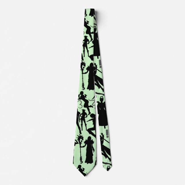 Cosplay Anime actions pattern.w L Green BG Tie (Front)