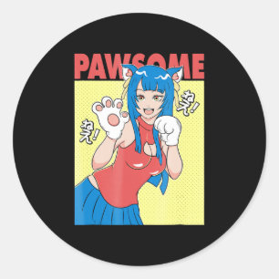 Cosplay Anime Girl Cute Waifu Neko Cosplay Gift Classic Round Sticker