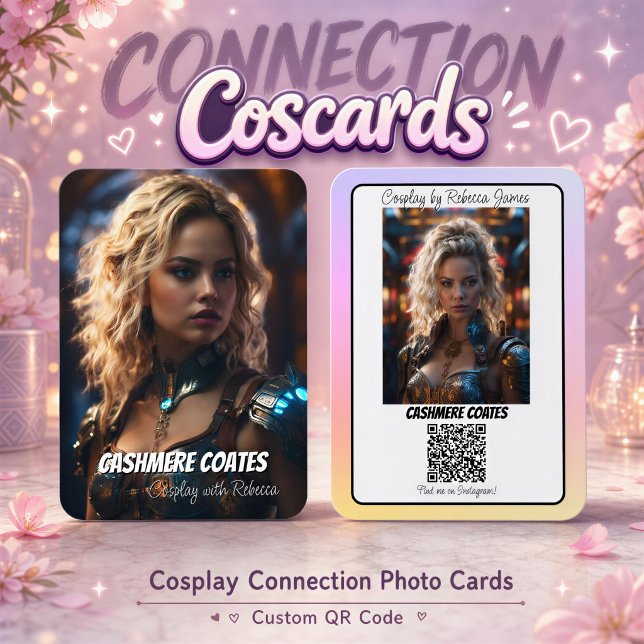 Cosplay Connection Reflection QR Code Coscard Business Card (Instantly connect with new faces at your next show or event with connections coscards cosplay cards)
