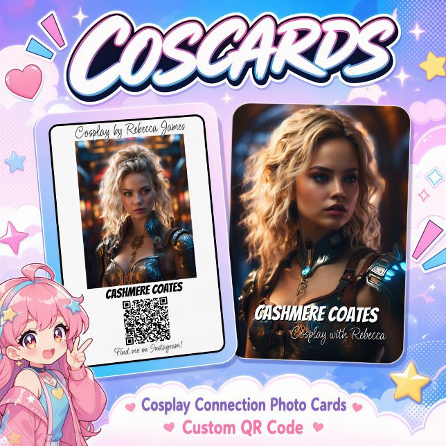 Cosplay Connection Reflection QR Code Coscard Business Card (Make the most of your show or convention experience with custom coscards designed for connecting)