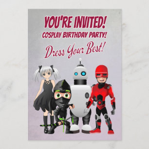 Cosplay Theme Birthday Party with Characters Invitation
