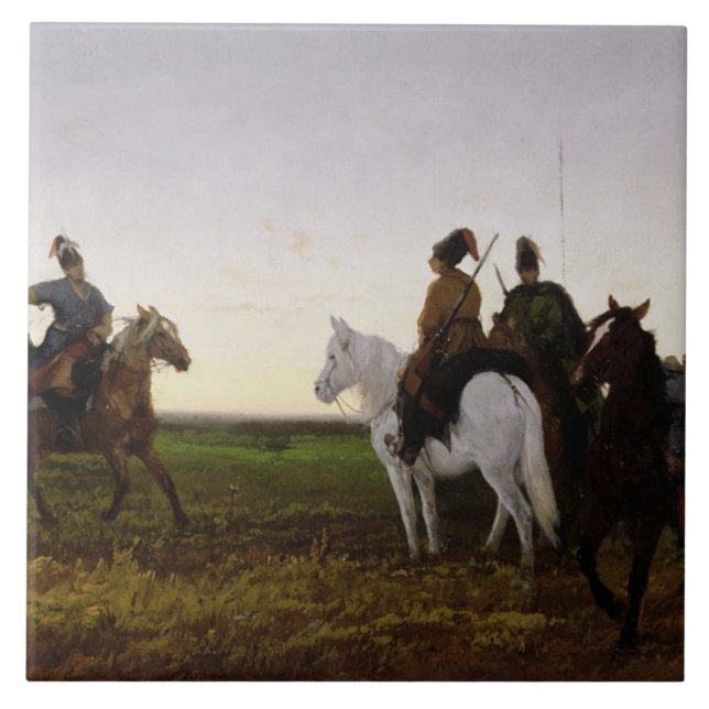 Cossacks on Horseback, 1874 (oil on canvas) Tile (Front)