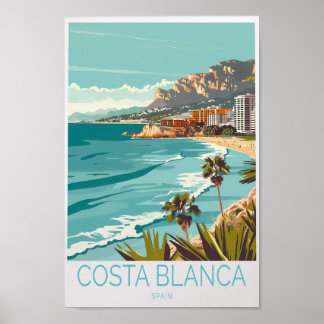 Costa Blanca Spain Travel Poster, Spain Costa Blan Poster