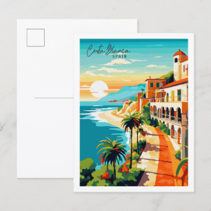 Costa Blanca Spain vintage travel illustration Postcard