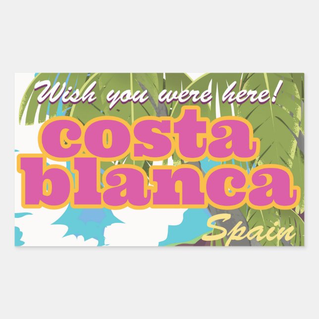 Costa Blanca vintage travel poster Rectangular Sticker (Front)