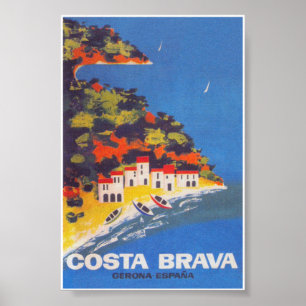 Costa Brava Spain Retro Vintage Travel Poster