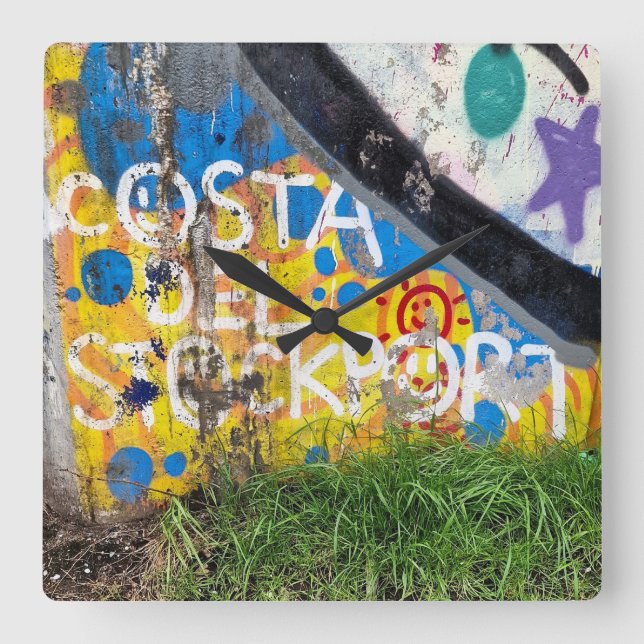 Costa Del Stockport Square Wall Clock (Front)
