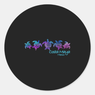 Costa Maya Beach Design _ Tribal Turtle Gift Classic Round Sticker